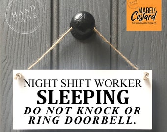 Night worker sign | shift worker sign | do not disturb sign | do not disturb door hanger sign | day sleeper sign | do not knock door sign