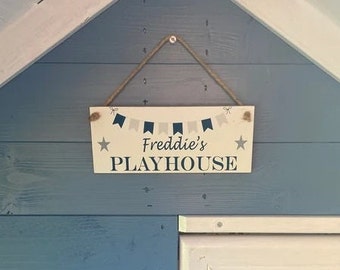 PERSONALISED GREY BLUE playhouse sign/kids playhouse sign/ spiel Haus/ playroom signs//