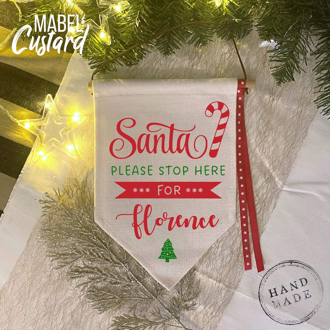 Señal personalizada de Santa stop here Santa stop here, señal de