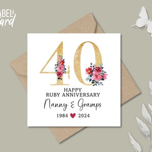 ruby wedding anniversary card