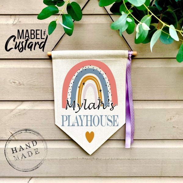 PERSONALISED kids boho rainbow playhouse sign /hanging playhouse door sign/ spiel Haus / playroom signs //