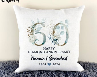 Diamond Wedding Anniversary Gift, 60th Anniversary gift, Wedding Gift, Anniversary Gift, Anniversary Cushion, Diamond Anniversary Gift