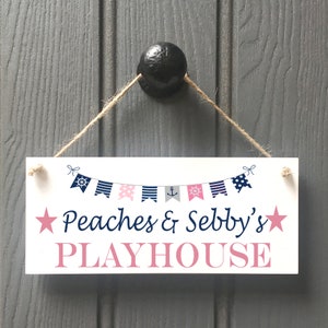 PERSONALISED nautical navy pink playhouse sign/kids playhouse sign/ spiel Haus/ playroom signs//