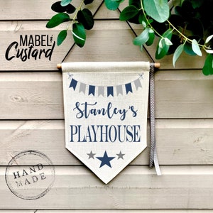 PERSONALISED blue grey playhouse sign /kids playhouse sign/ spiel Haus/ playroom signs//