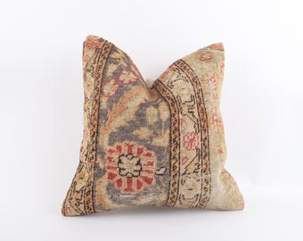 Turkish Kilim Pillow, Bohemian Kilim Pillow, 18x18 Pillow Case, Handmade Kilim Pillow, Boho Decor, Cushion Cover, Turkey Pillow, Home Decor