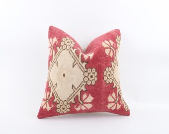 Kilim Pillow, Turkish Kilim Pillow, Handmade Kilim Pillow, 18x18 Pillow Case, Vintage Kilim Pillow, Turkey Pillow, Couch Accent Pillow