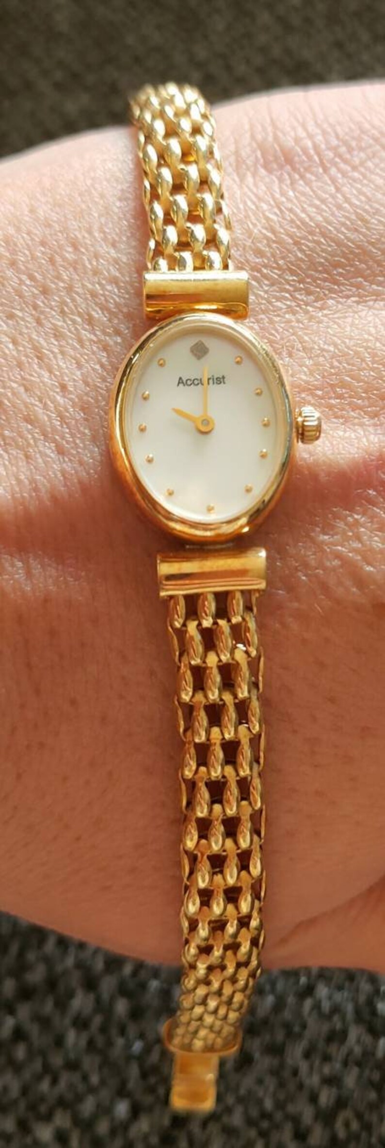 9ct Gold Women Watch With a Genuine Diamond Set in a Peal Face Etsy