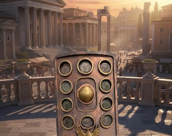 Roman Shield Coin Holder 3D Print File | Historical Display Stand | Digital 3MF Download