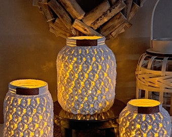 Makramee Vase/Windlicht Boho