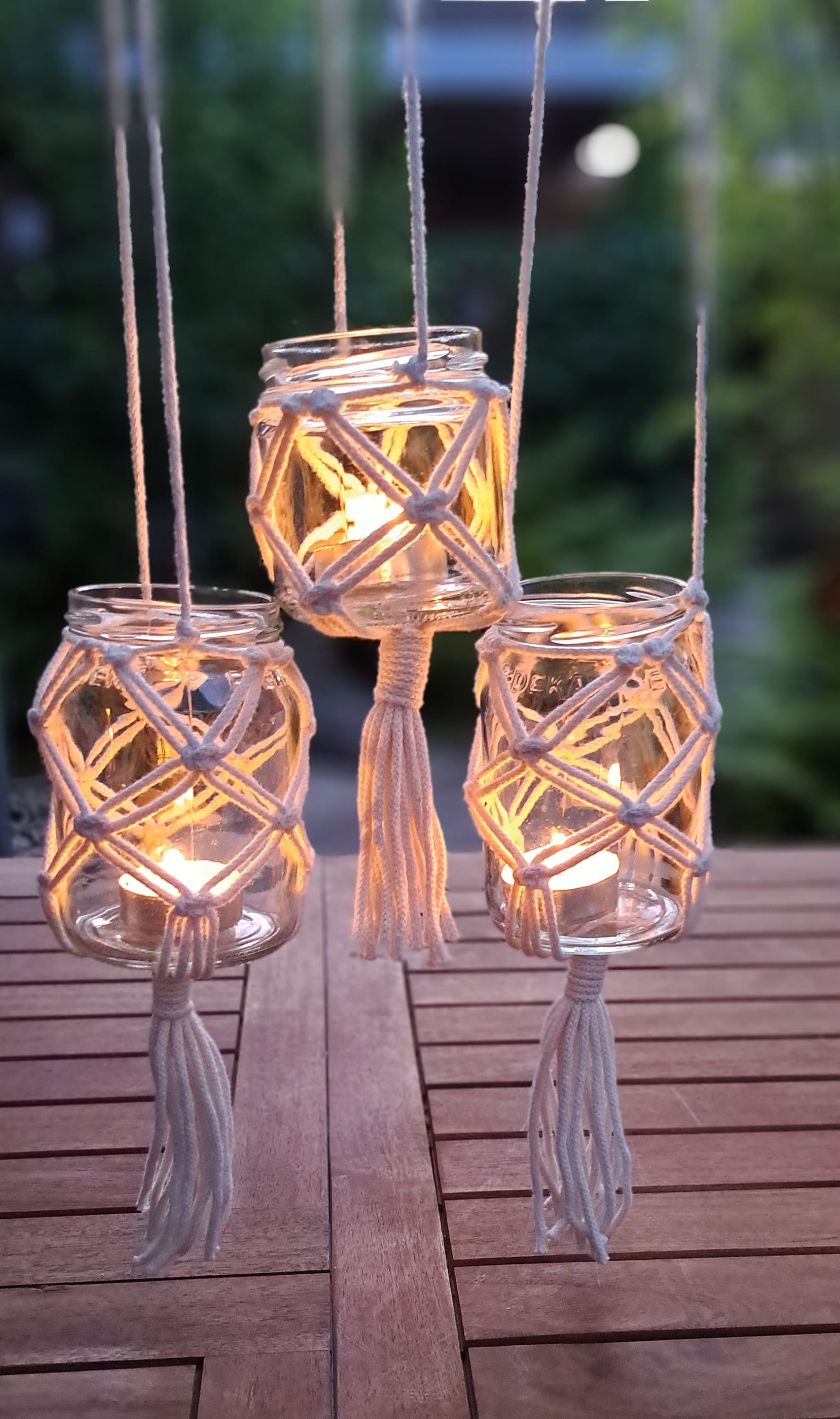 Macrame hanging lantern