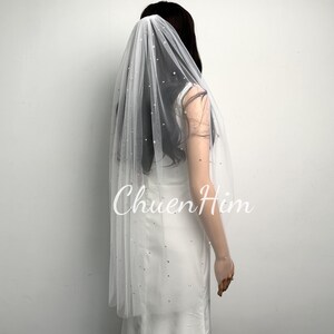 Tulle Bridal Veil, Modern Wedding Veil,Cathedral Veil,Sparkle Veil,Veil With Rhinestones,One Tier Veil,Soft Flowy Long Veil,White Veil