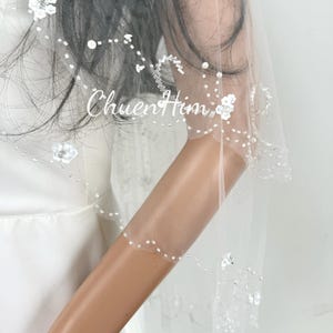 Ivory Bridal Veil,Cathedral Veil,2 Tier Veil,Beaded Edge Veil,Tulle Bridal Veil,Delicate Edge Veil,Classic Wedding Veil,Unique Veil,
