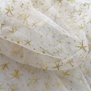 Unique Tulle,Pentagram Tulle,Sequined Tulle,Wedding Bridal Veil Dress Tulle Fabric,Black/Ivory Mesh Tulle