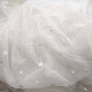 Heart Printing Tulle,Ivory Tulle,Veil Tulle Fabric,Wedding Bridal Dress Mesh Tulle Accessories