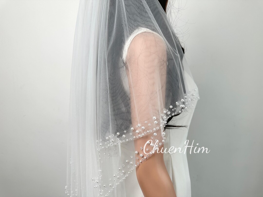Beaded Pearl Wedding Veil