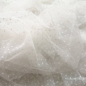 Unique Tulle Fabric,Dots Tulle,Wedding Bridal Veil Tulle Lace,Black Ivory Mesh Tulle,59&quot; Width