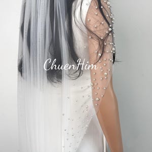 Ivory Bridal Veil,Pearl Bridal Veil,White Wedding Veil,Veil With Comb,Soft Tulle Veil,Premium Veil,One Tier Veil,Pearl Wedding Veil,