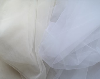 Tissu de tulle doux, tulle ivoire / blanc, tissu en maille douce, pour voiles de mariée et robes de mariée