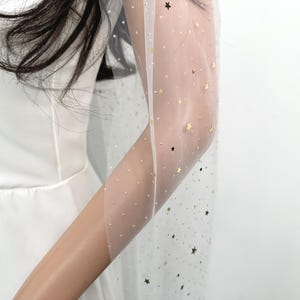 Glitter Bridal Veil,Ivory Wedding Veil,Fingertip veil,Wedding Accessories,one tier veil,Tulle Bridal Veil,star Tulle veil,