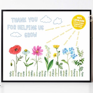 Personalized Gift From Students, Thank You for Helping Us Grow, Teachers Gift Printable, Present for Teachers, Flower Class Gift for Teacher