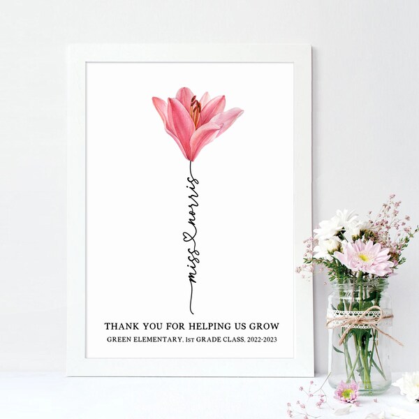 Personalized Teacher Gift, Teacher Appreciation Gifts, Thank you for helping us grow, From Class Printable Gift, End of Year Teacher Gift