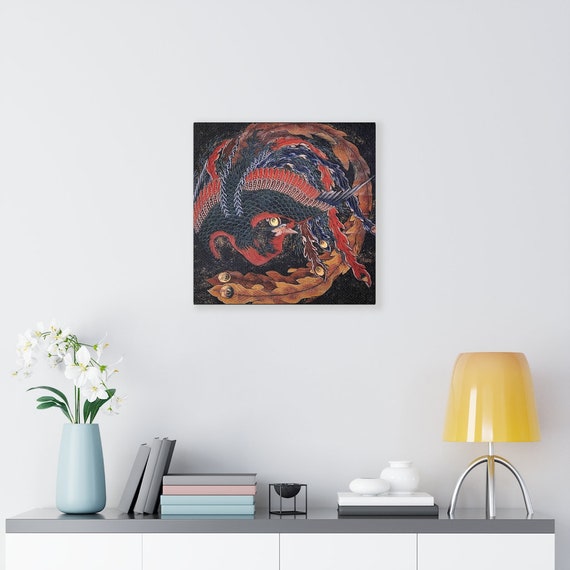 Hokusai/ Phoenix/ Painting Canvas/ Recreation/ Inspired Etsy