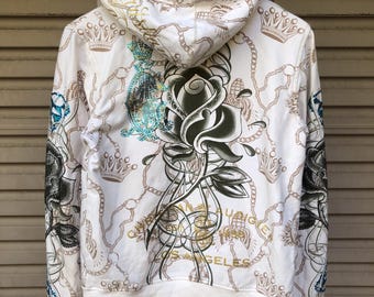 Rare Vintage 00s Christian Audigier Los Angeles Zipped Hoodie