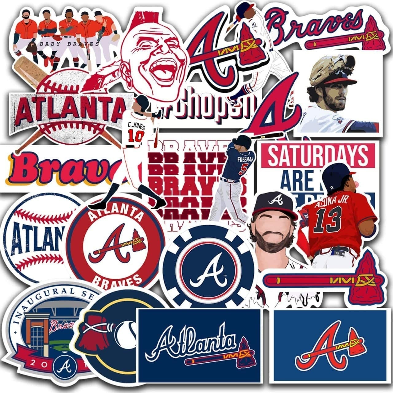 24 PCS Braves Fanart Stickers Atlanta Baseball Team Stickers