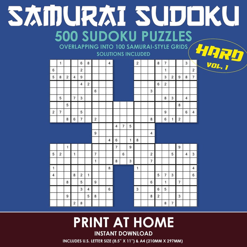 Samurai Sudoku Printable Book 500 Sudoku Puzzles Overlapping Into 100 ...