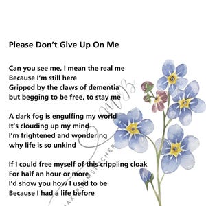 Dementia/Alzheimer&#39;s Poem - Forget Me Not/Memory Loss/Awareness/Gift for him/Gift for her - A4/A5 Digital Print