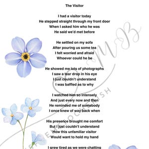 The Visitor Poem/Dementia/Alzheimer&#39;s/Grief/Mourning - Digital Download