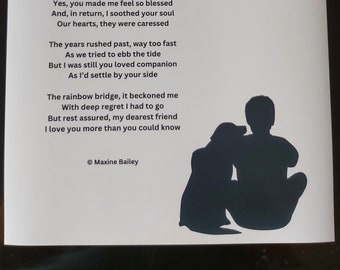 Pet Loss Poem/ Keepsake/Loss of A Pet Poem/Rainbow Bridge - We Must Have Walked A Thousand Miles - A4/A5 Print (unframed)