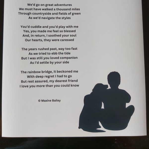 Pet Loss Poem/ Keepsake/Loss of A Pet Poem - A4/A5 Print