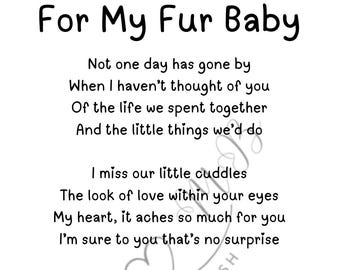 Poème de bébé pour ma fourrure - Perte d&#39;animal de compagnie/Pont arc-en-ciel/Perte d&#39;un animal de compagnie/Cadeau pour lui/Cadeau pour elle - Téléchargement numérique - 3 modèles inclus dans le même prix