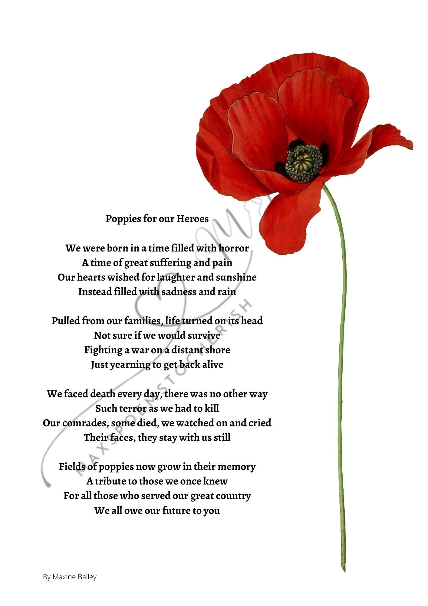 Remembrance Poem Print: Lest We Forget Poppy Art (digital Download ...