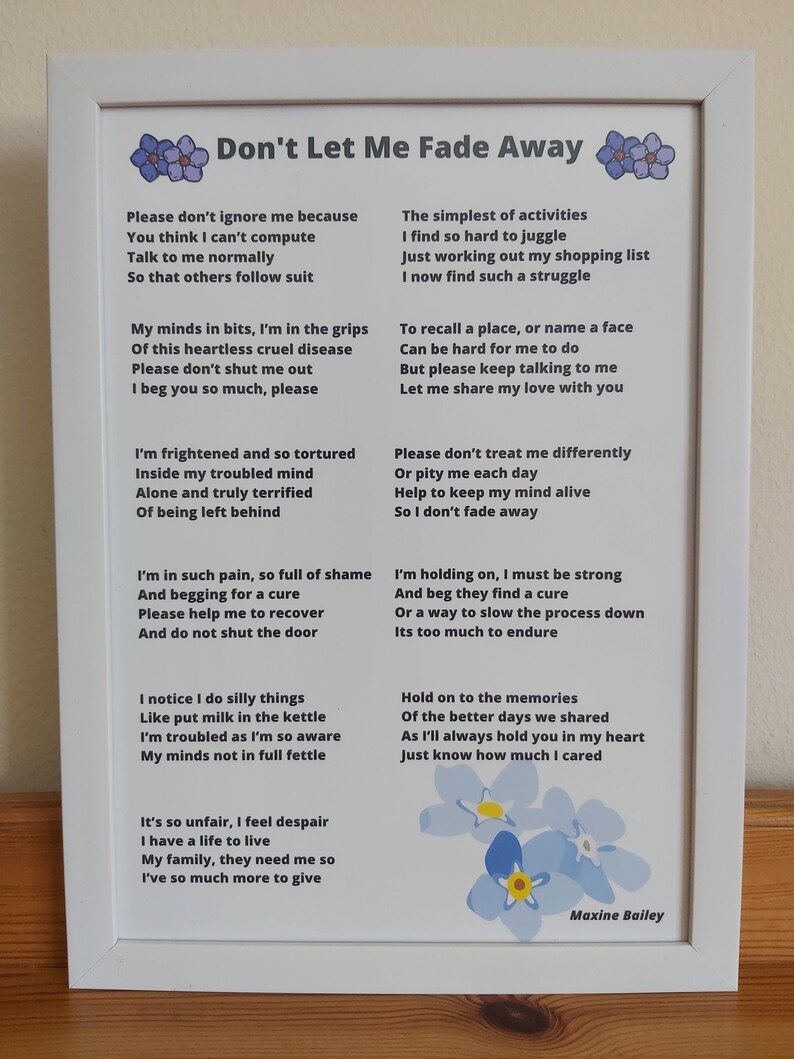 Alzheimer's/dementia Poem - Don't Let Me Fade Away - for Alzheimer's ...