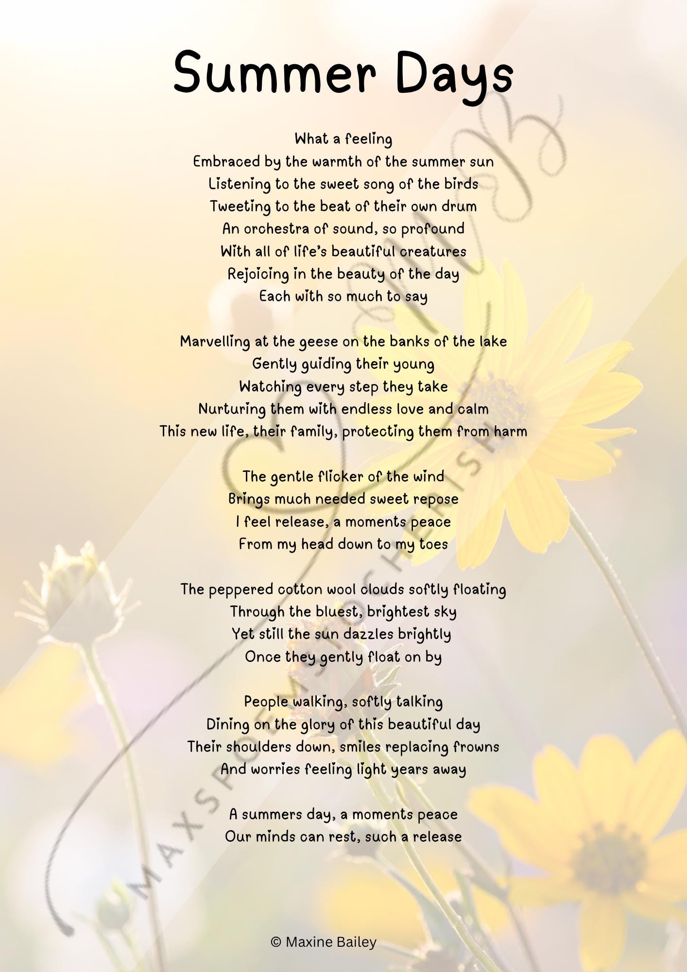 Weekend Poems Summer Days Poem Print - Digital Download - Etsy