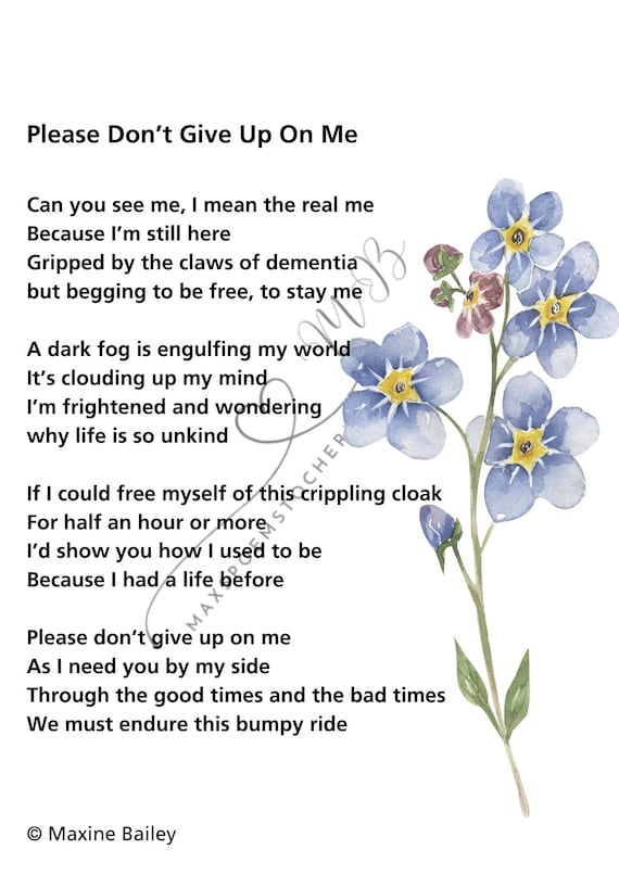 認知症啓発のための詩のプリント：Forget Me Not Gift（デジタル