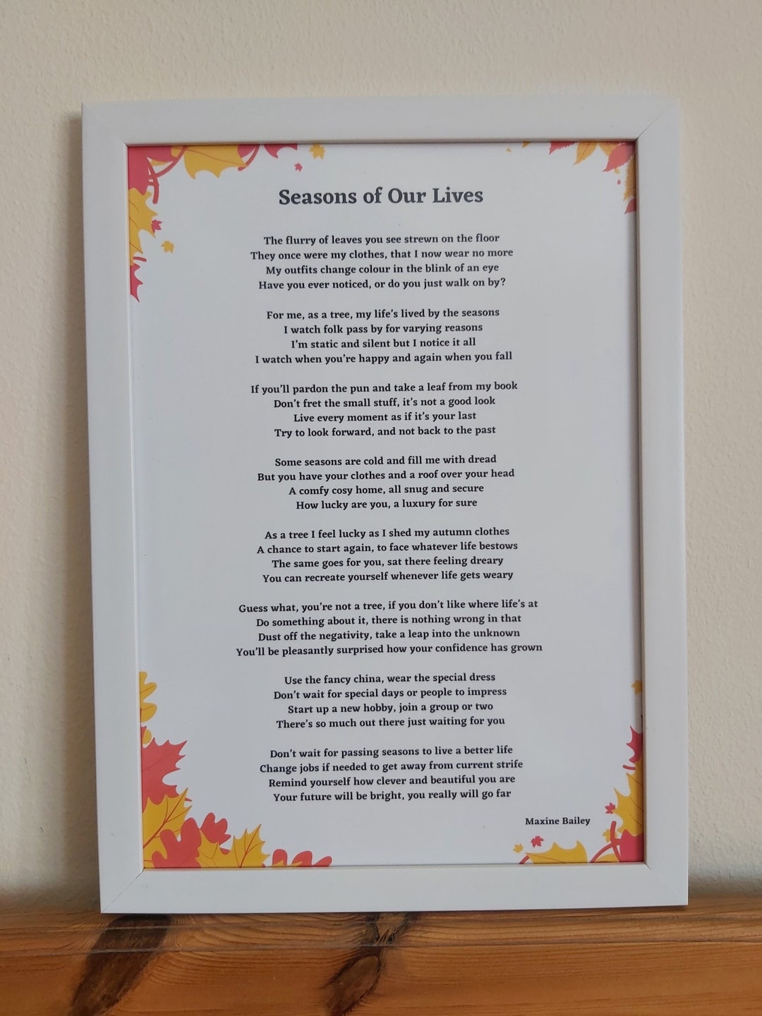 Uplifting/motivational/inspiring Poem Seasons of Our Lives A4 Print on  Glossy Photo Paper 200 Gsm 