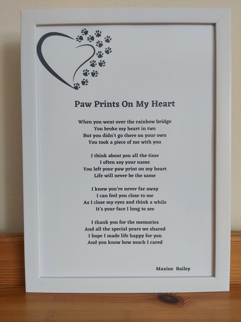 Pet Loss Poem/pet Memorial Poem/loss of a Dog/cat/mans Best Friend. A4 Print on Glossy Photo