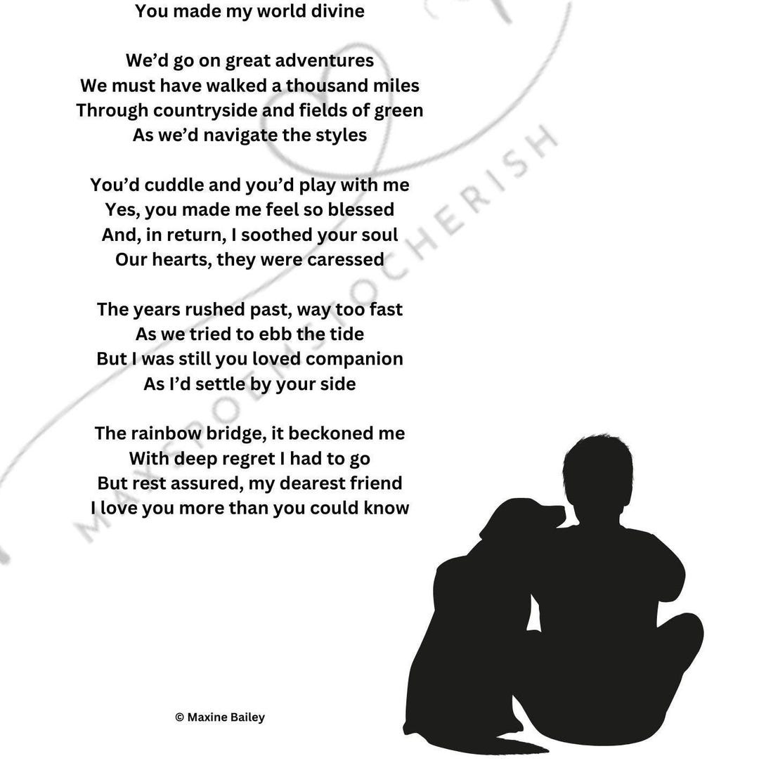 Pet Loss Poem Rainbow Bridge Dog Keepsake Digital Download Etsy