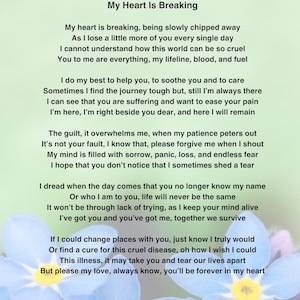 My Heart Is Breaking - Alzheimer/Dementia Poem - DIGITAL PRINT