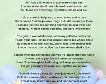 Mi corazón se está rompiendo - Poema sobre el Alzheimer/Demencia - IMPRESIÓN DIGITAL