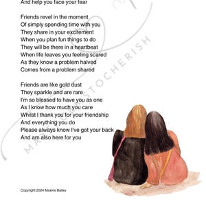 Poema de amigos/Amizade/Melhores amigos/Presente para ela/Presente para ele - Impressão digital - 2 designs incluídos em um preço