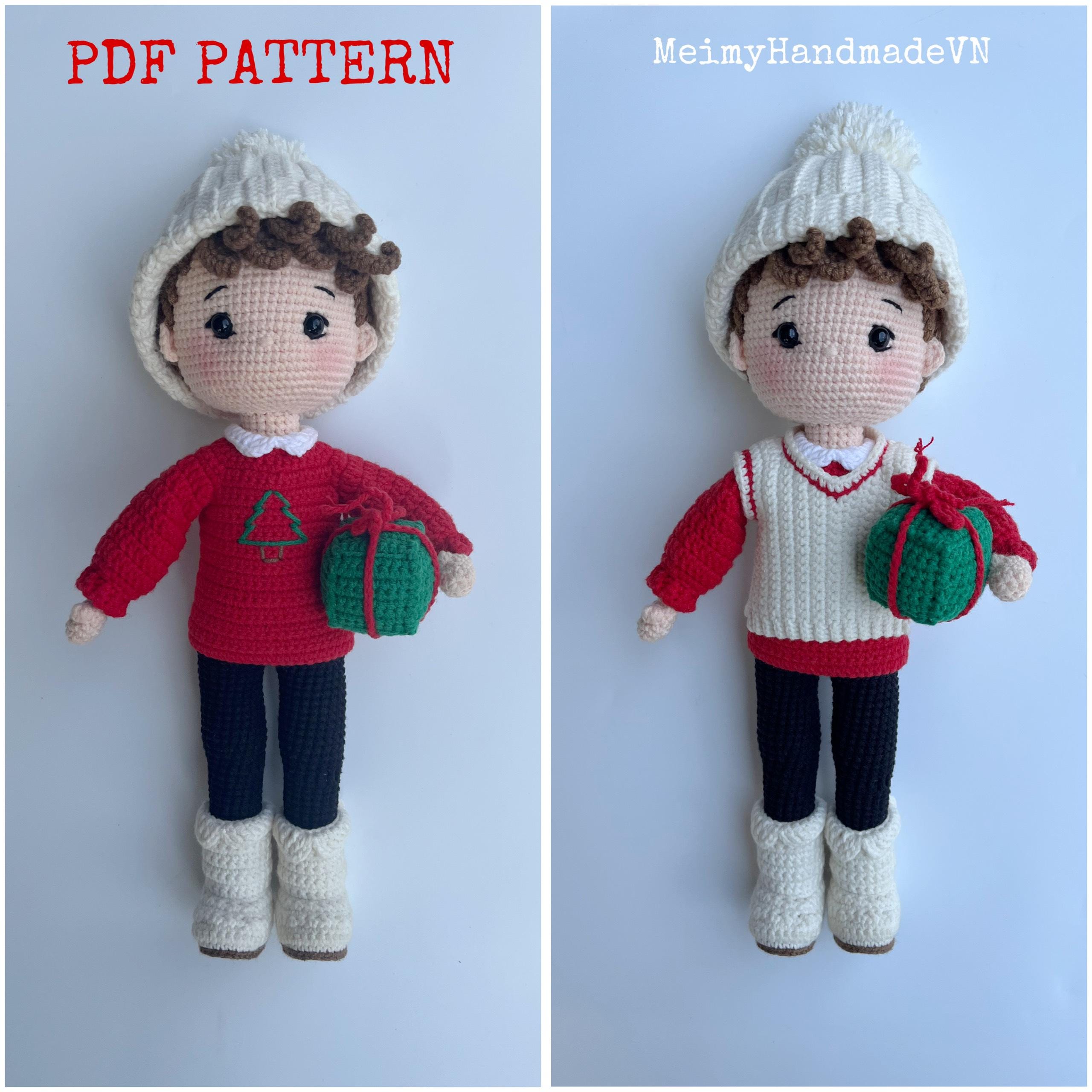 Liam Doll Crochet Pattern, Christmas Doll, Noel Doll, Crochet Boy