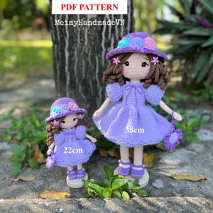 Bundle 2 Sisters Dolls, Crochet Doll Pattern, Mother and Daughter Dolls, Hydrangea Doll, Amigurumi Doll Pattern, PDF English Tutorial