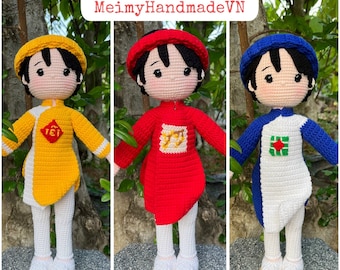 Vietnamese Ao Dai Boy Doll Crochet Pattern, Vietnamese Traditional Boy, Innovative Ao Dai Boy, Modernized Ao Dai Boy, Amigurumi Doll Pattern