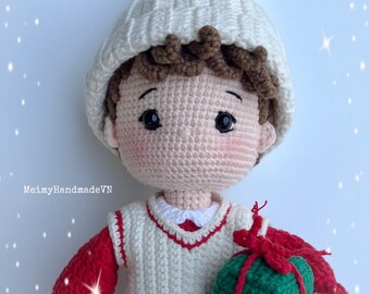 Liam Doll Crochet Pattern, Christmas Doll, Noel Doll, Crochet Boy