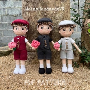 Tony Crochet Doll Pattern, Boy Doll, Amigurumi Doll Pattern, Bridesmaid Boy, Groom Doll, PDF English Tutorial