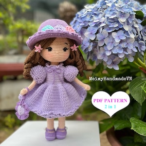 Emma Crochet Doll Pattern, Hydrangea Doll, Amigurumi Doll Pattern, PDF English Tutorial